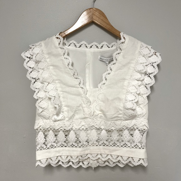 PALACE ROSE STATEMENT WOVEN CROP TOP